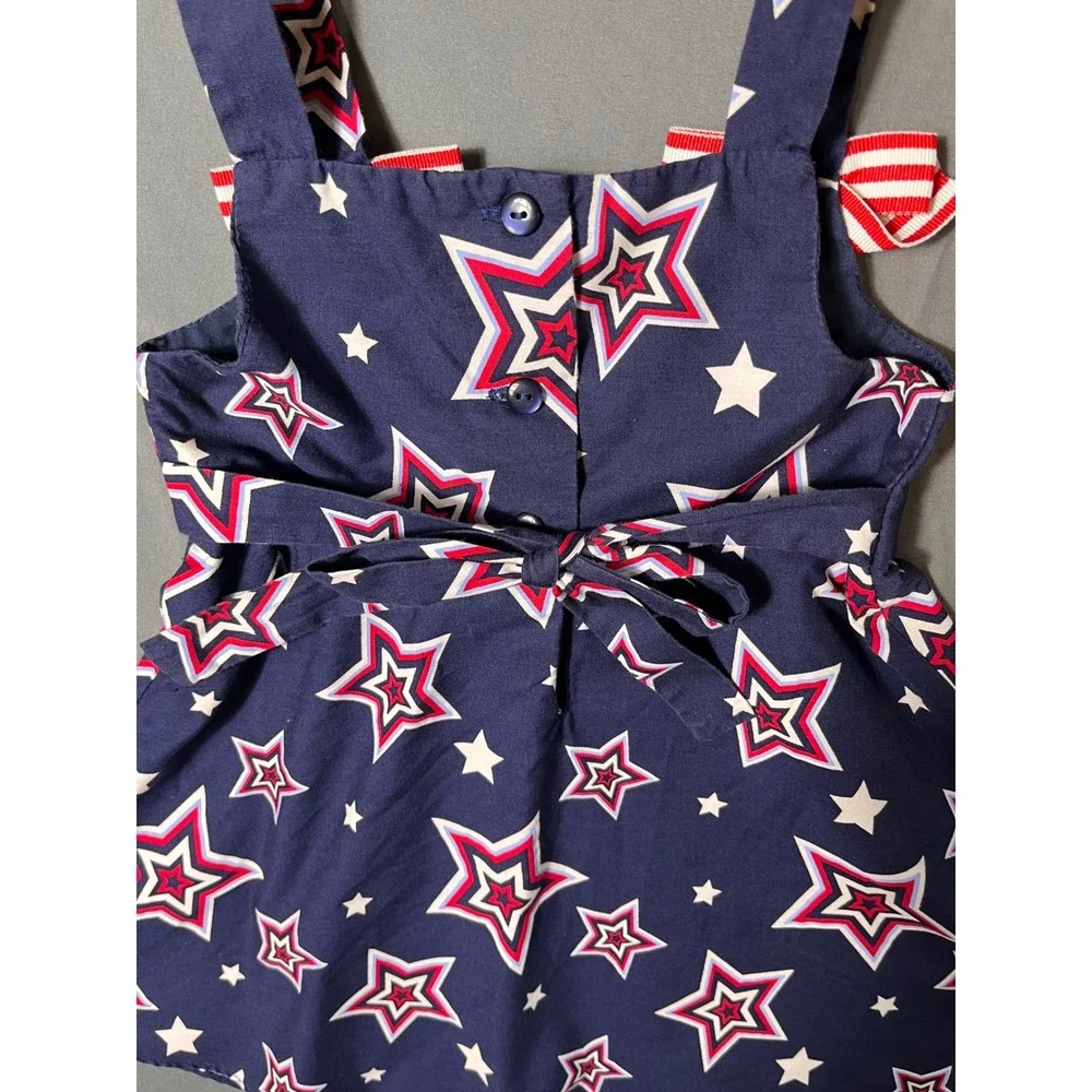 Jessica Ann Baby Girl Dress‎ 24M Navy Red White Star Print Patriotic